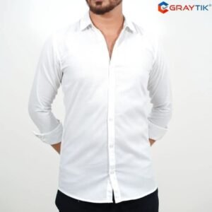 Oxford Cotton White Full Sleeve Shirt For Men's || S51